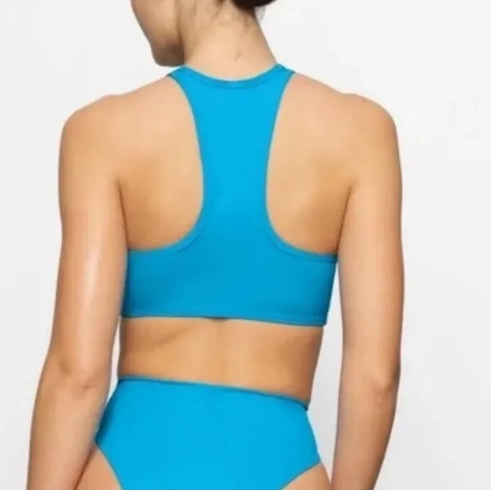 NWT SKIMS Recycled Swim High Neck Racerback Bikini Top Turquoise Blue 2X XXL